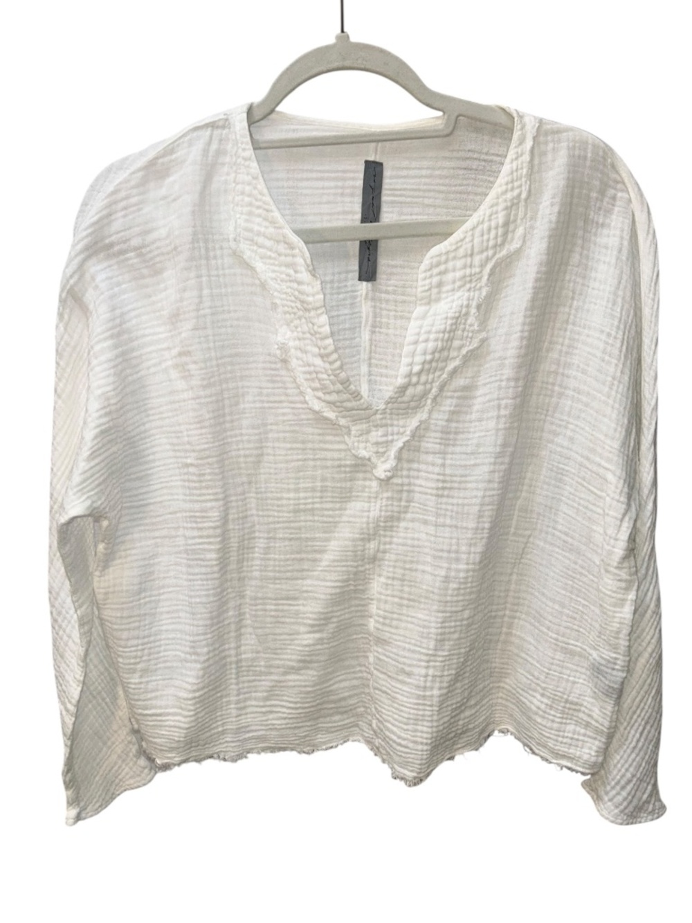 Raquel Allegra white cotton gauze crinkle tunic top Beach Pool Summer Travel 2 S - Picture 1 of 3